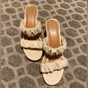 A New Day Leather Ruffle Scrunch Block Heel